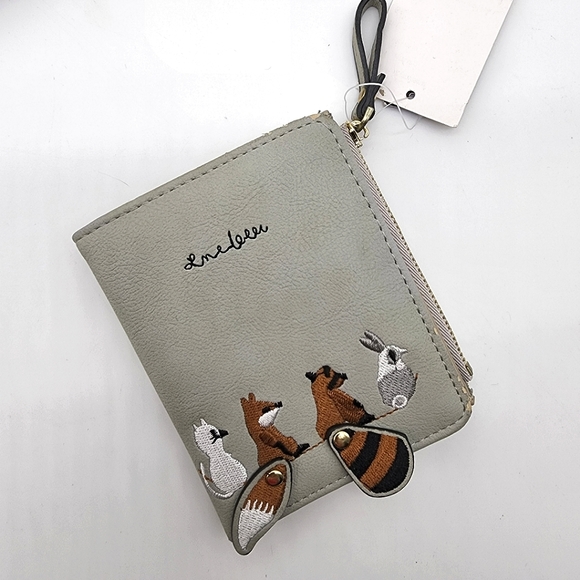 Handbags - NWT Woodlawn Animals Moveable Tails Grey Small Bifold Wallet